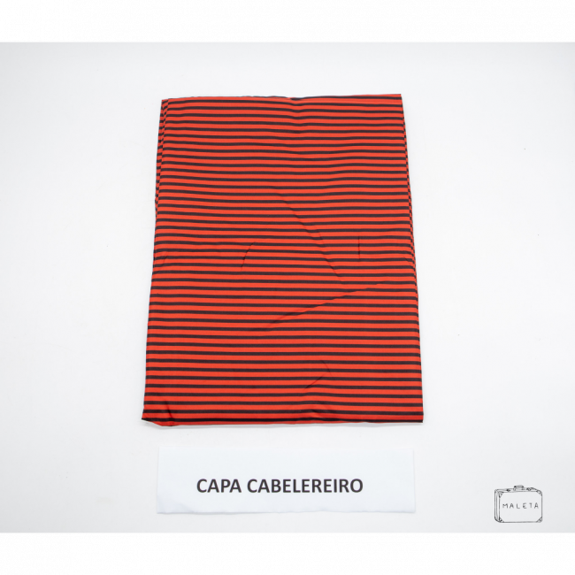 CAPA DE CABELEIREIRO LISTRADA VERMELHA E PRETA