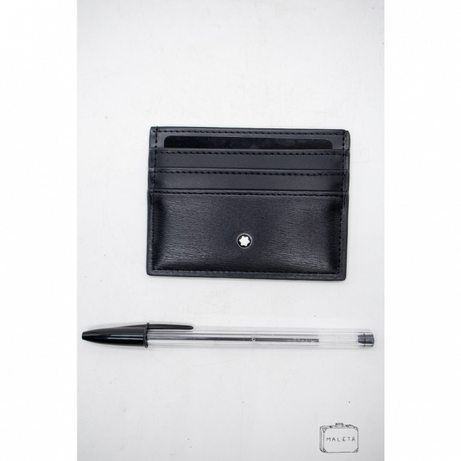 PORTA CARTÃO EM COURO PRETO MONTBLANC