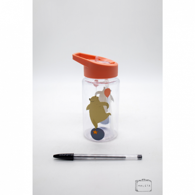 GARRAFA INFANTIL SALMÃO COM ESTAMPA DE URSO