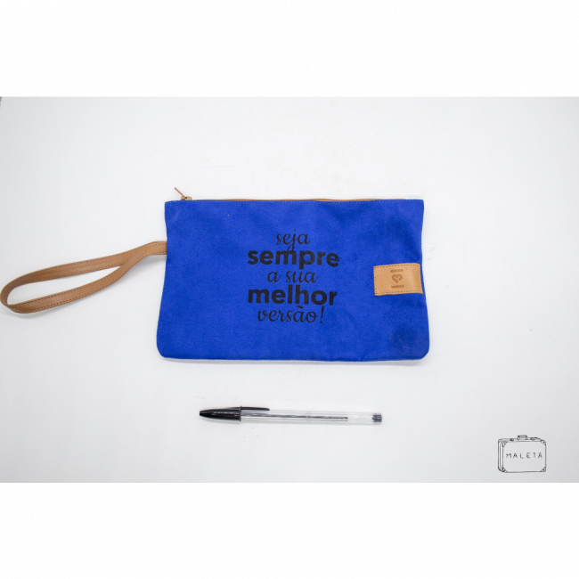 NECESSAIRE AZUL COM DETALHES MARROM