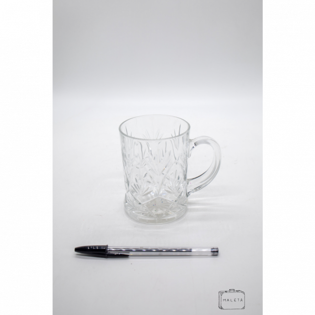 CANECA DE VIDRO TRANSPARENTE TEXTURADA