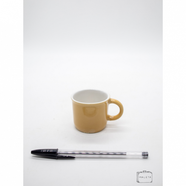 CANECA PEQUENA CERÂMICA CARAMELO INTERIOR BRANCO
