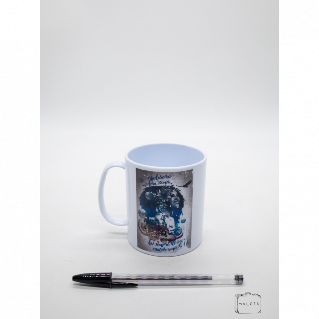 CANECA PLÁSTICO BRANCA DESENHADA