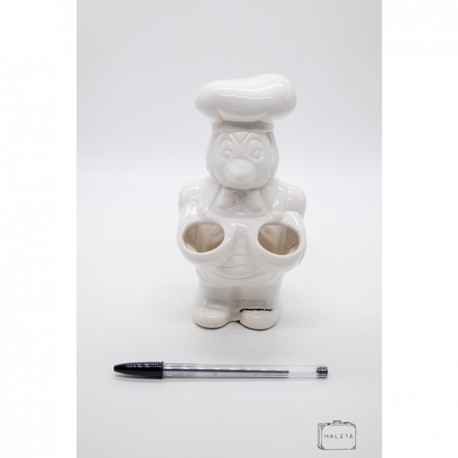 PINGUIM CERÂMICA PORTA UTENSÍLIOS BRANCO
