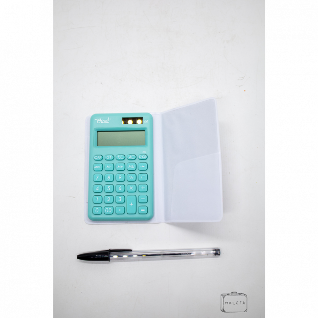 CALCULADORA VERDE COM CASE BRANCA