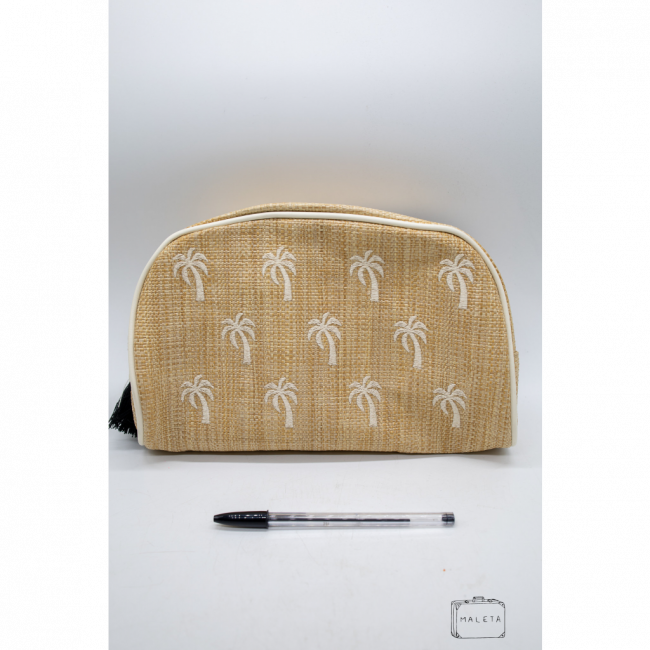 NECESSAIRE DE PALHA COM ESTAMPA DE COQUEIRO