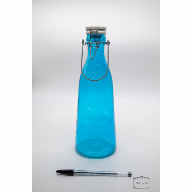 GARRAFA DE ÁGUA AZUL COM TAMPA BRANCA
