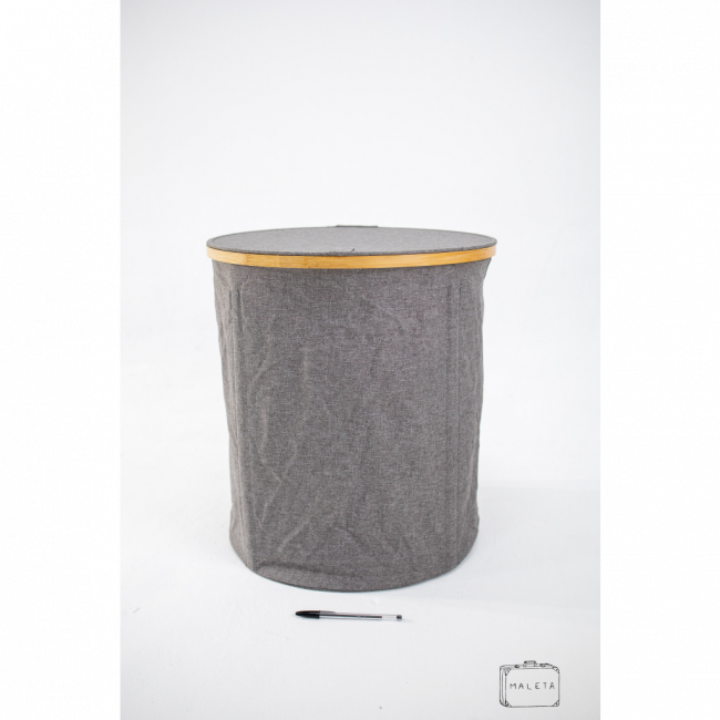 CESTO PARA ROUPA SUJA REDONDO CINZA DE TECIDO 0,45X0,50