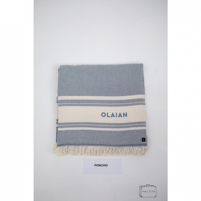 PONCHO OLAIN AZUL COM CREME