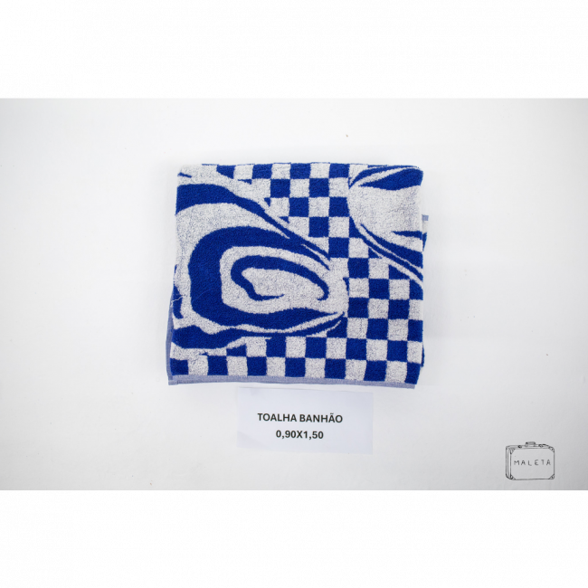 TOALHA BANHÃO AZUL ESTAMPADA