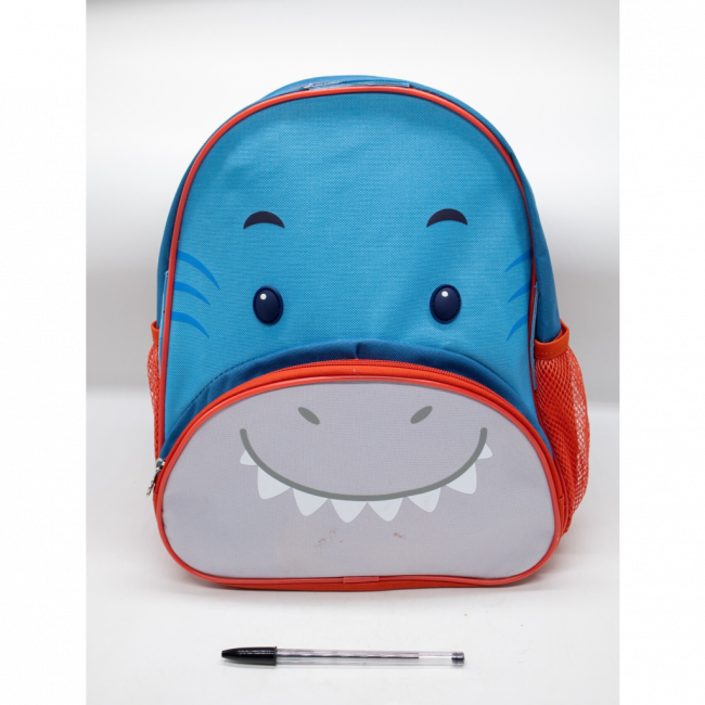 MOCHILA INFANTIL TUBARÃO AZUL/CINZA/VERMELHA - LS