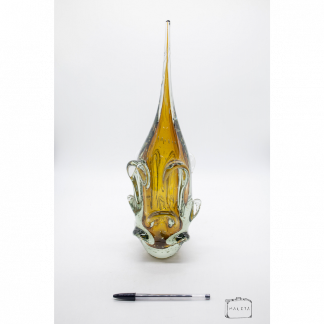 VASO VIDRO DECORATIVO MORANO AMARELO COM BOLHAS