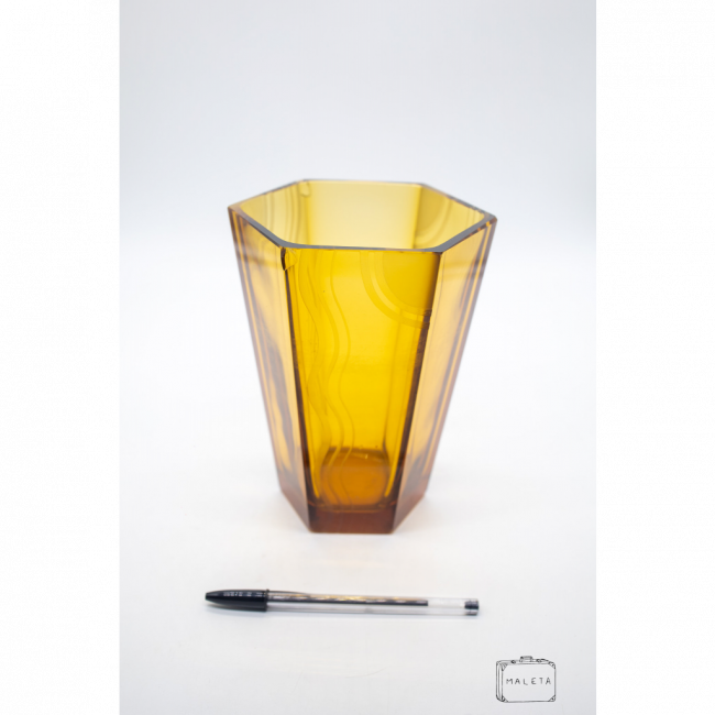 VASO VIDRO MARROM HEXÁGONO