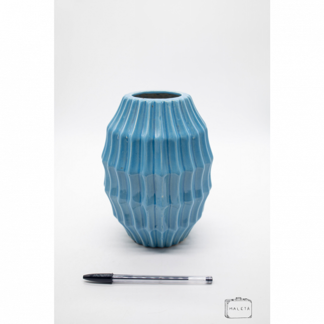 VASO CERÂMICA AZUL TEXTURADO