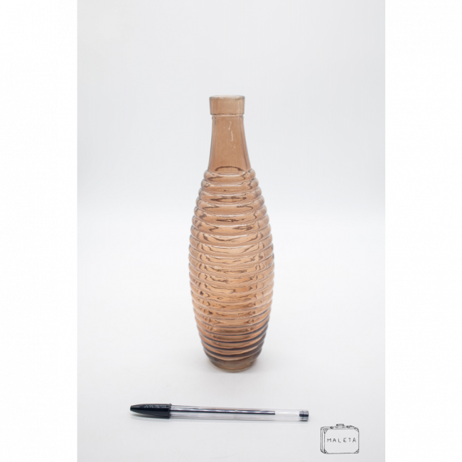 VASO VIDRO MARROM TEXTURA CIRCULAR