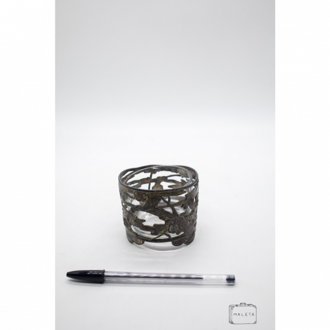 CASTIÇAL VIDRO METAL OURO VELHO