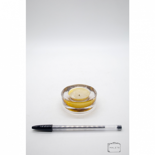 CASTIÇAL VIDRO BAIXO AMARELO