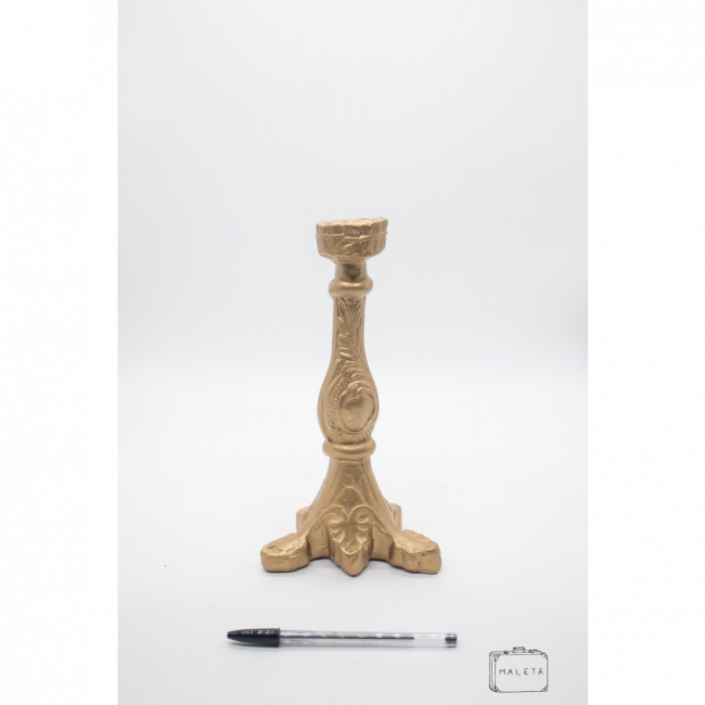 CASTIÇAL GESSO DOURADO ALTO