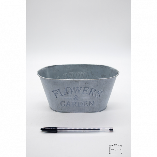VASO OVAL METAL CINZA