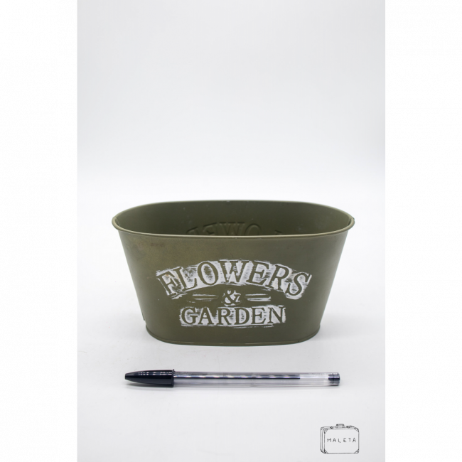 VASO OVAL METAL VERDE OLIVA