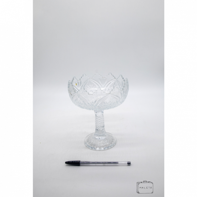 TAÇA ALTA VIDRO TEXTURADA