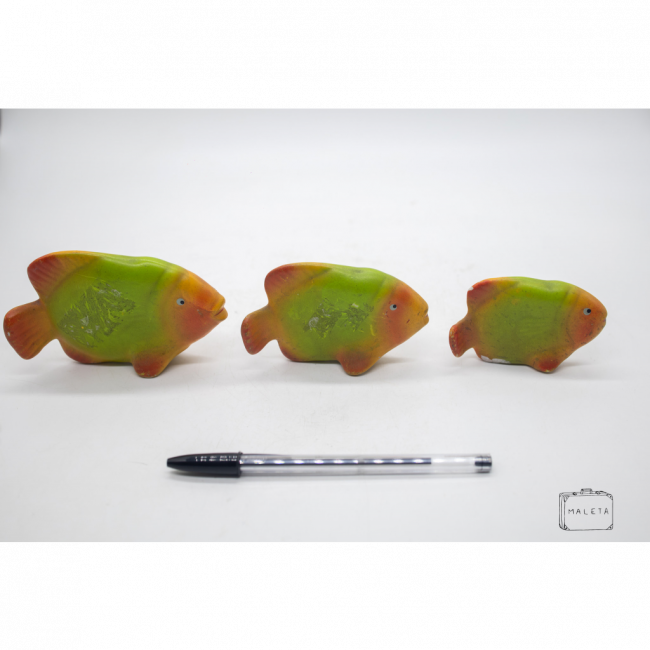 PEIXINHOS DECORAÇÃO GESSO LARANJA E VERDE PEQUENO, MÉDIO E GRANDE