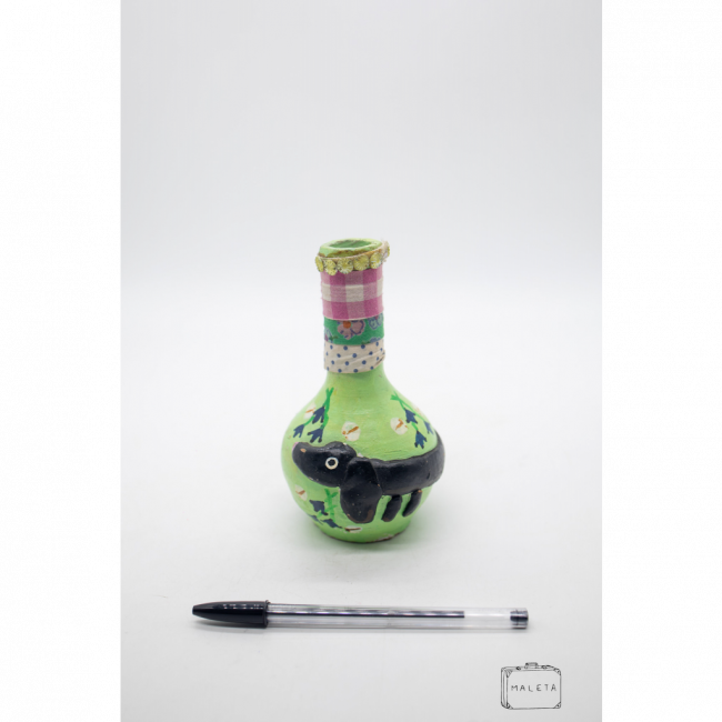 VASO CERÂMICA VERDE COM CACHORRO
