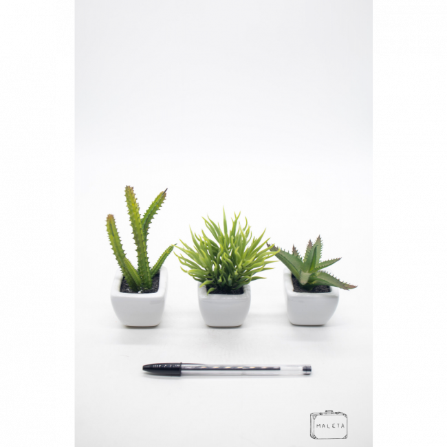 VASINHO CERÂMICA BRANCO QUADRADO COM PLANTINHAS