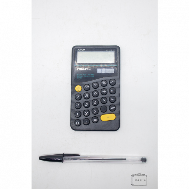 CALCULADORA PRETA DETALHE AMARELO TRULY