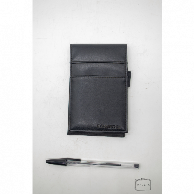 PORTA BLOCO DE ANOTAÇÕES COURO PRETO