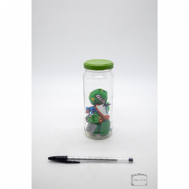 POTE VIDRO COM BRINQUEDOS TAMPA VERDE