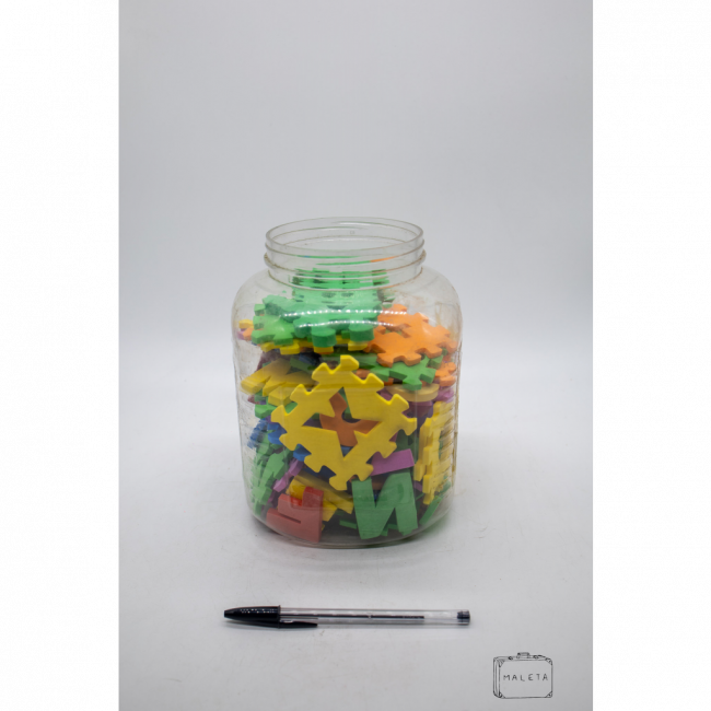 POTE PLÁSTICO COM LETRAS E NÚMEROS EVA COLORIDO