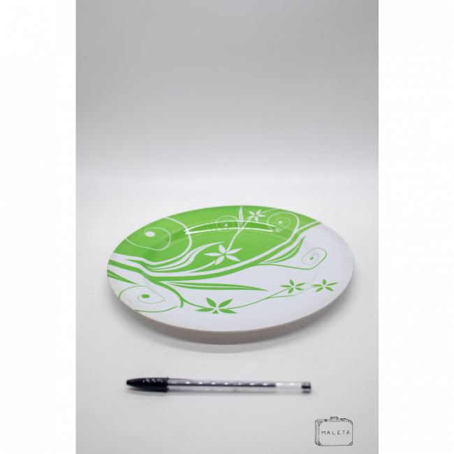 PRATO DE PLÁSTICO VERDE E BRANCO