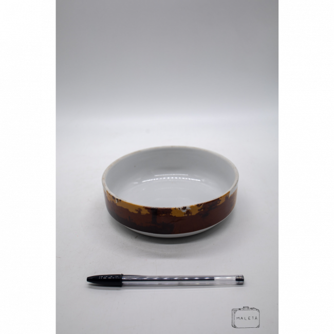 BOWL CERÂMICA BRANCO ESTAMPA MARROM