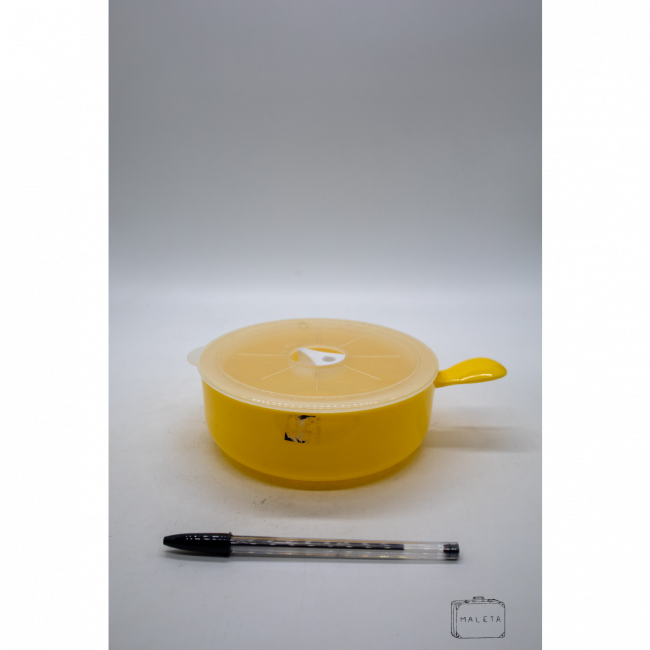 POTE PLÁSTICO AMARELO COM TAMPA