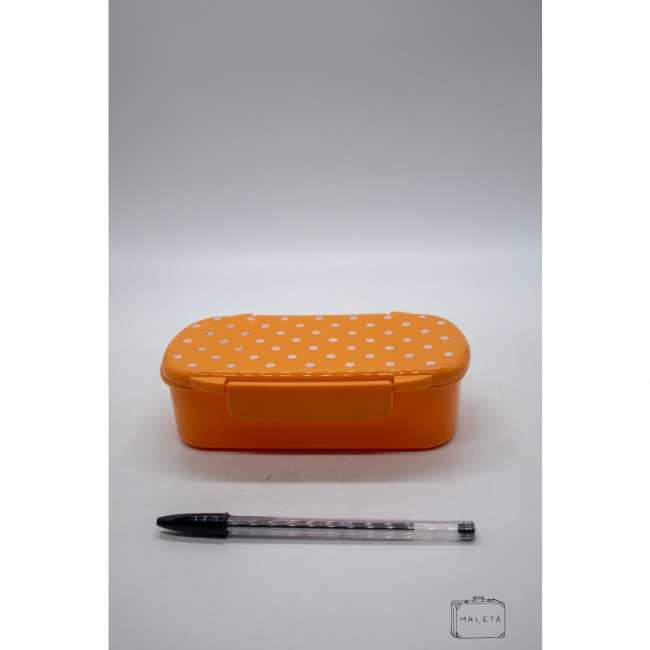 POTE RETANGULAR LARANJA TAMPA BOLINHA BRANCA