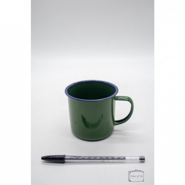 CANECA DE ÁGATA VERDE BORDA AZUL