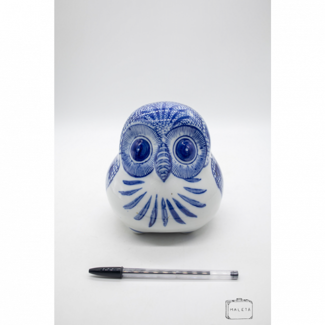 CORUJA COFRE AZUL CERÂMICA