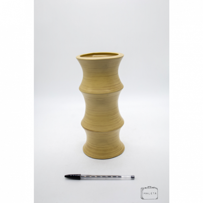 VASO CERÂMICA RISCADINHO AREIA
