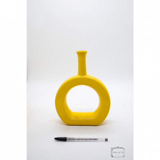 VASO CERÂMICA CÍRCULO AMARELO MÉDIO
