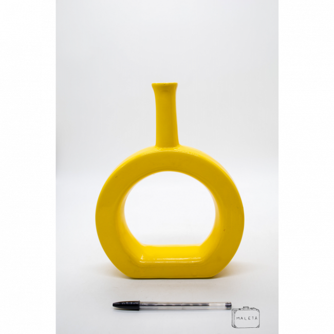 VASO CERÂMICA CÍRCULO AMARELO GRANDE