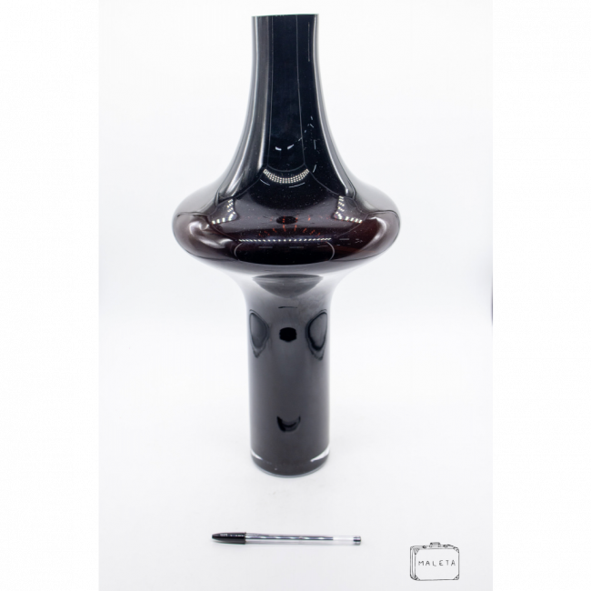 VASO VIDRO PRETO DISCO GRANDE