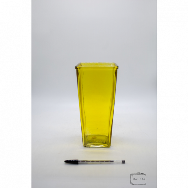 VASO VIDRO QUADRADO AMARELO