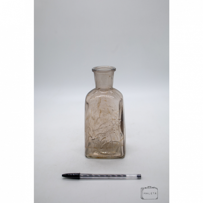 VASO VIDRO FUMÊ TEXTURA FLORES