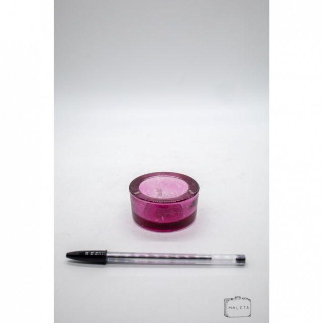 PORTA-VELA VIDRO ROSA