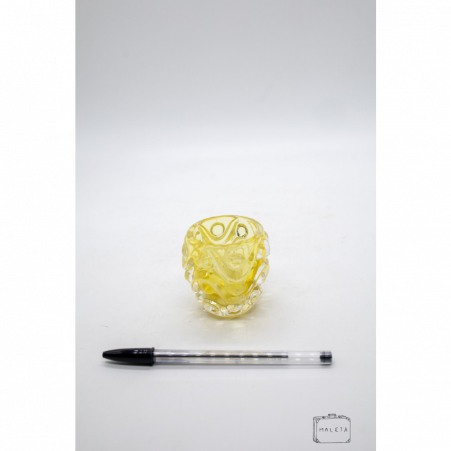PORTA-VELA VIDRO AMARELO TEXTURADO