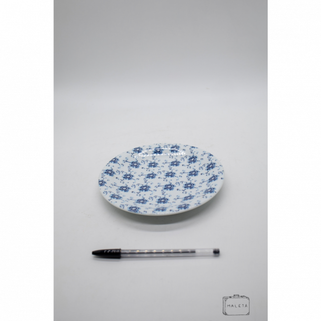 PRATO CERÂMICA BRANCO ESTAMPA AZUL
