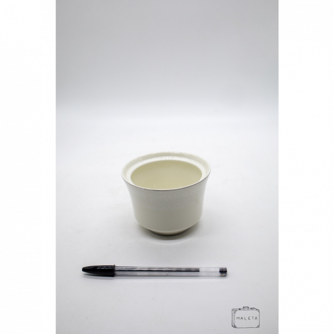 POTE VIDRO CERÂMICA BRANCO BORDA CROMADA