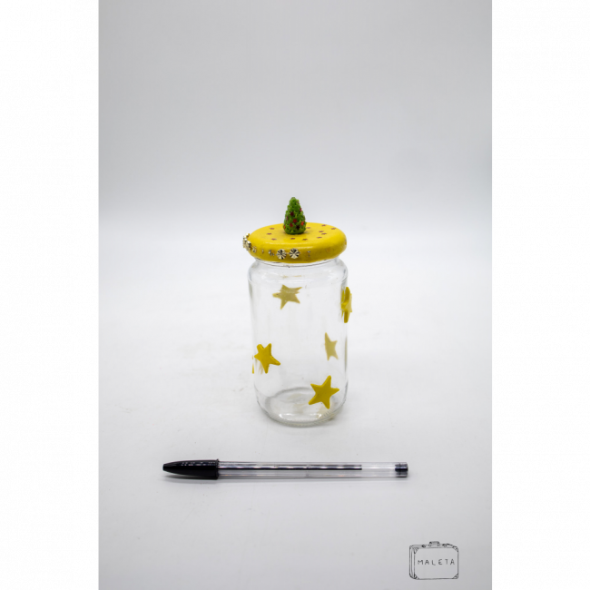 POTE VIDRO ESTRELINHAS AMARELA