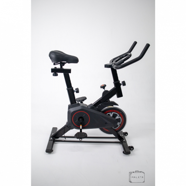 BICICLETA ERGOMÉTRICA PRETA DETALHES VERMELHA
